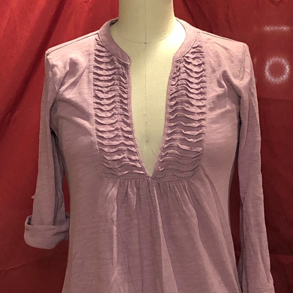 LOFT Deep V-Neck Roll Sleeve T-Shirt XS - Picture 8 of 11